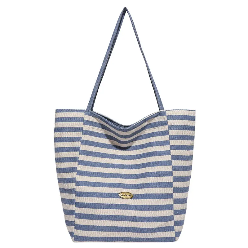 Casual Striped Design Women Shoulder Bags Large Capacity Ladies Commuter Tote Handbags Simple Female Bucket Shopping Bag