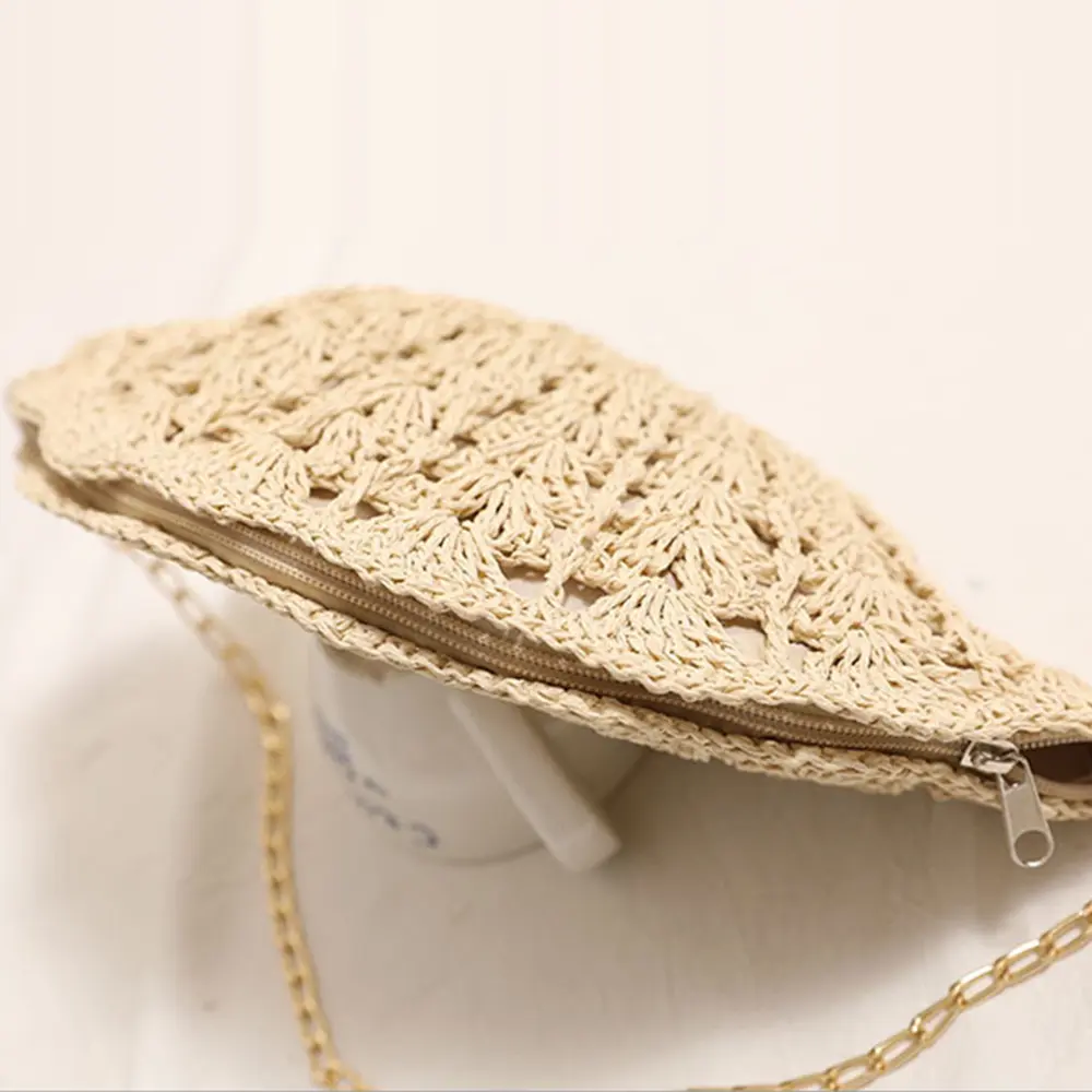 Bohemian Shell Woven Bags for Women Shoulder Bag Hollow Straw Beach Bag Funny Purses and Handbags Vacation Chains Sling Bags NEW