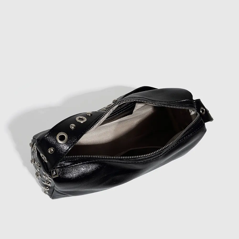 Punk Hollow Rivet Shoulder Bag High Quality PU Leather Women's Handbags Luxury Designer Bags for Women NEW Pillow Bag Purses NEW