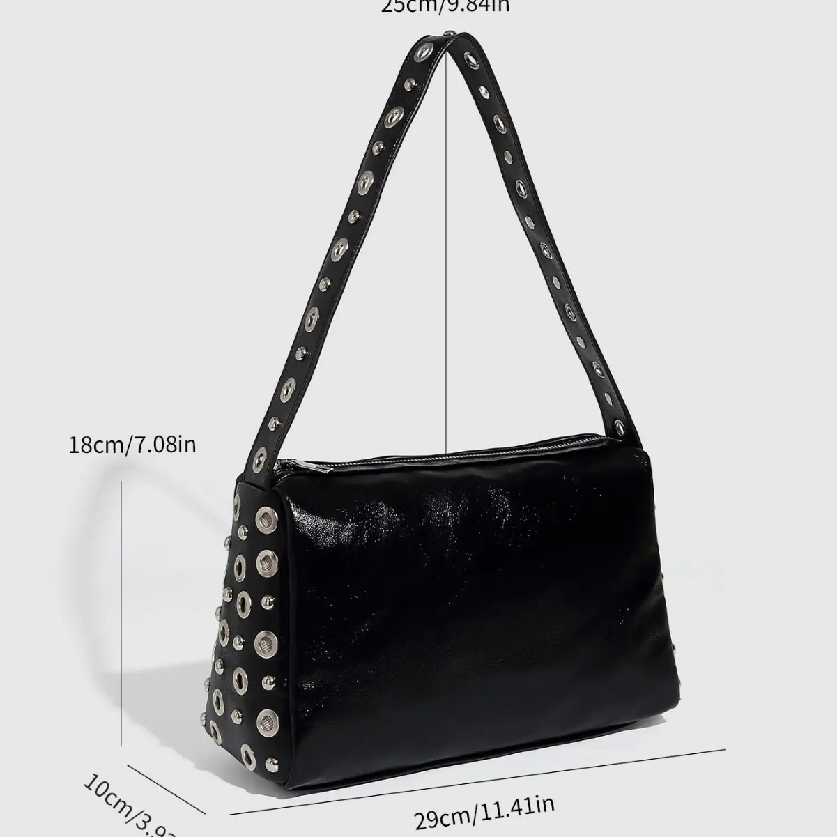 Punk Hollow Rivet Shoulder Bag High Quality PU Leather Women's Handbags Luxury Designer Bags for Women NEW Pillow Bag Purses NEW