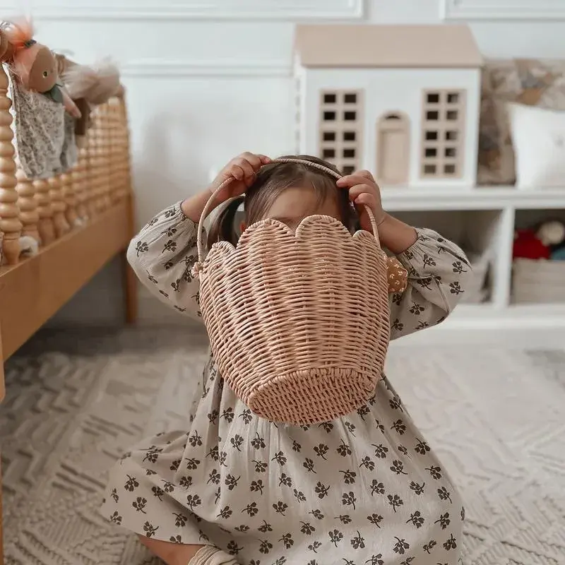 Handmade Wicker Rattan Bags for Women Bohemian Straw Picnic Basket Bag Handbags Travel Beach Bags 2025 Knitted Woven Bag Storage