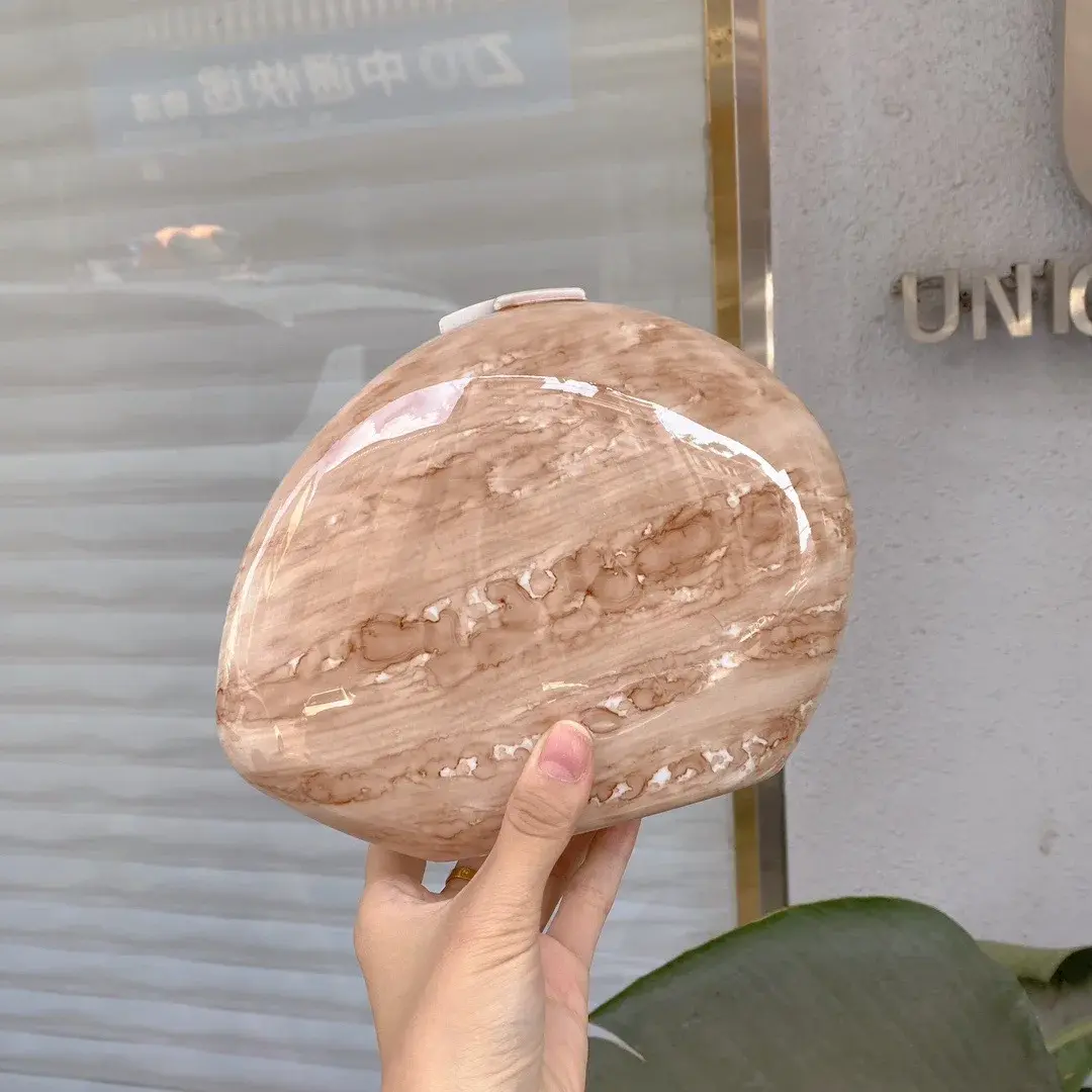 Candy Color Acrylic Shell Bag Marbling Party Evening Bags for Women Luxury Wedding Clutch Ladies Clip Shoulder Crossbody Bag New