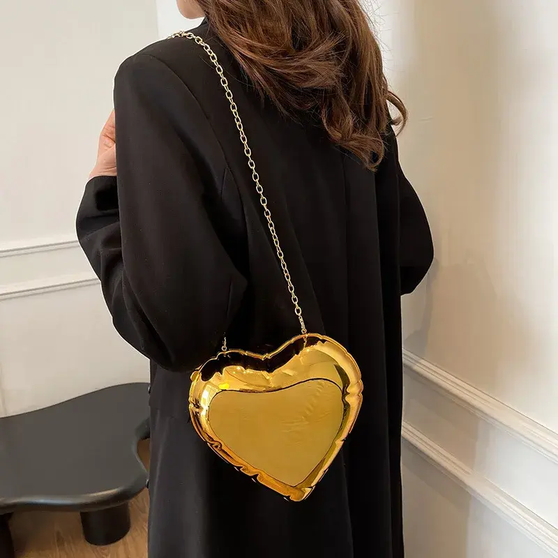 Heart Shaped Evening Bag Ladies Clutch Candy Color Acrylic Box Bags for Women Handbags New Shoulder Crossbody Bag Wedding Purse