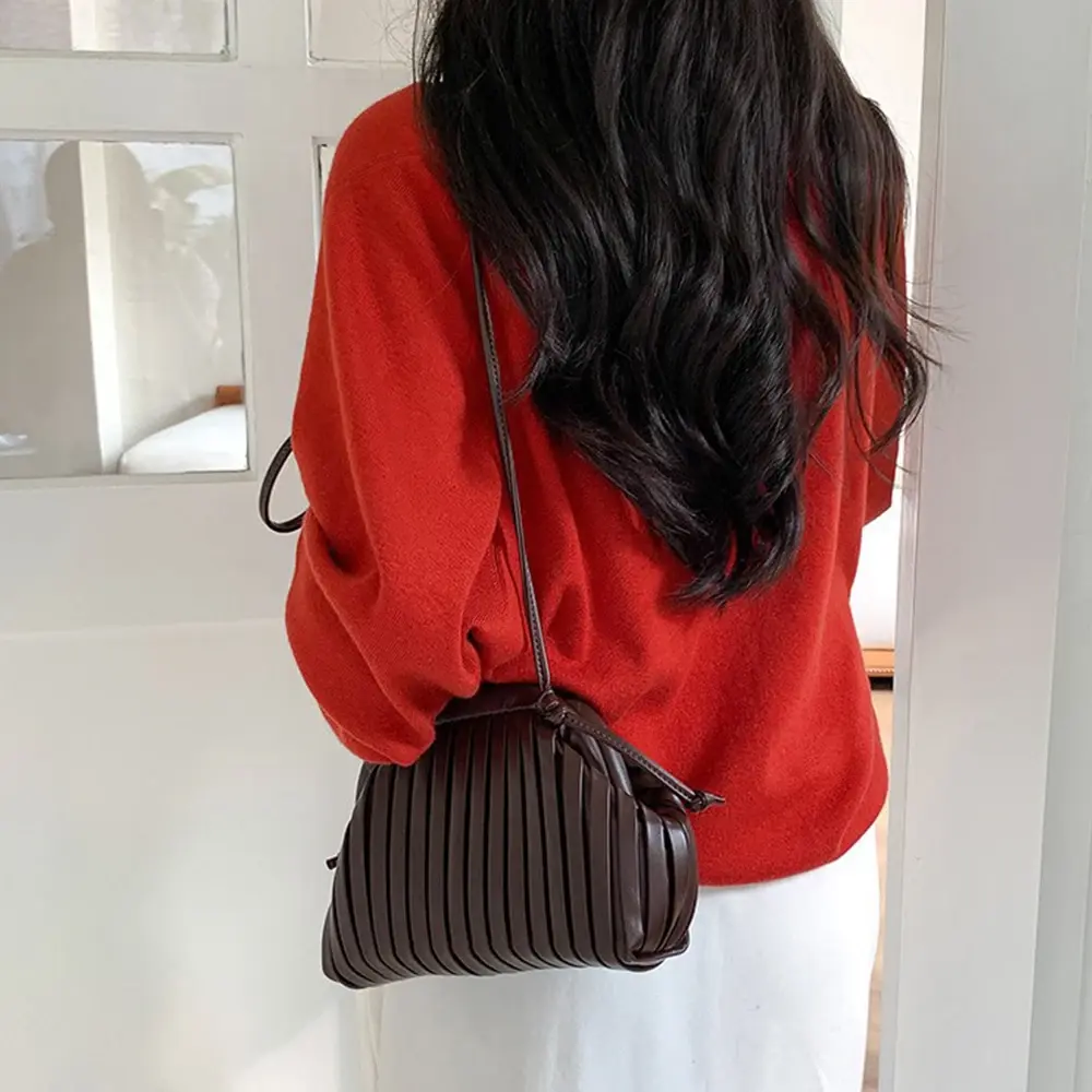 Fashion Ruched Pouch Clip Dumpling Bags for Women Shoulder Crossbody Bag Soft PU Leather Designer Handbags 2025 New Clutch Tote