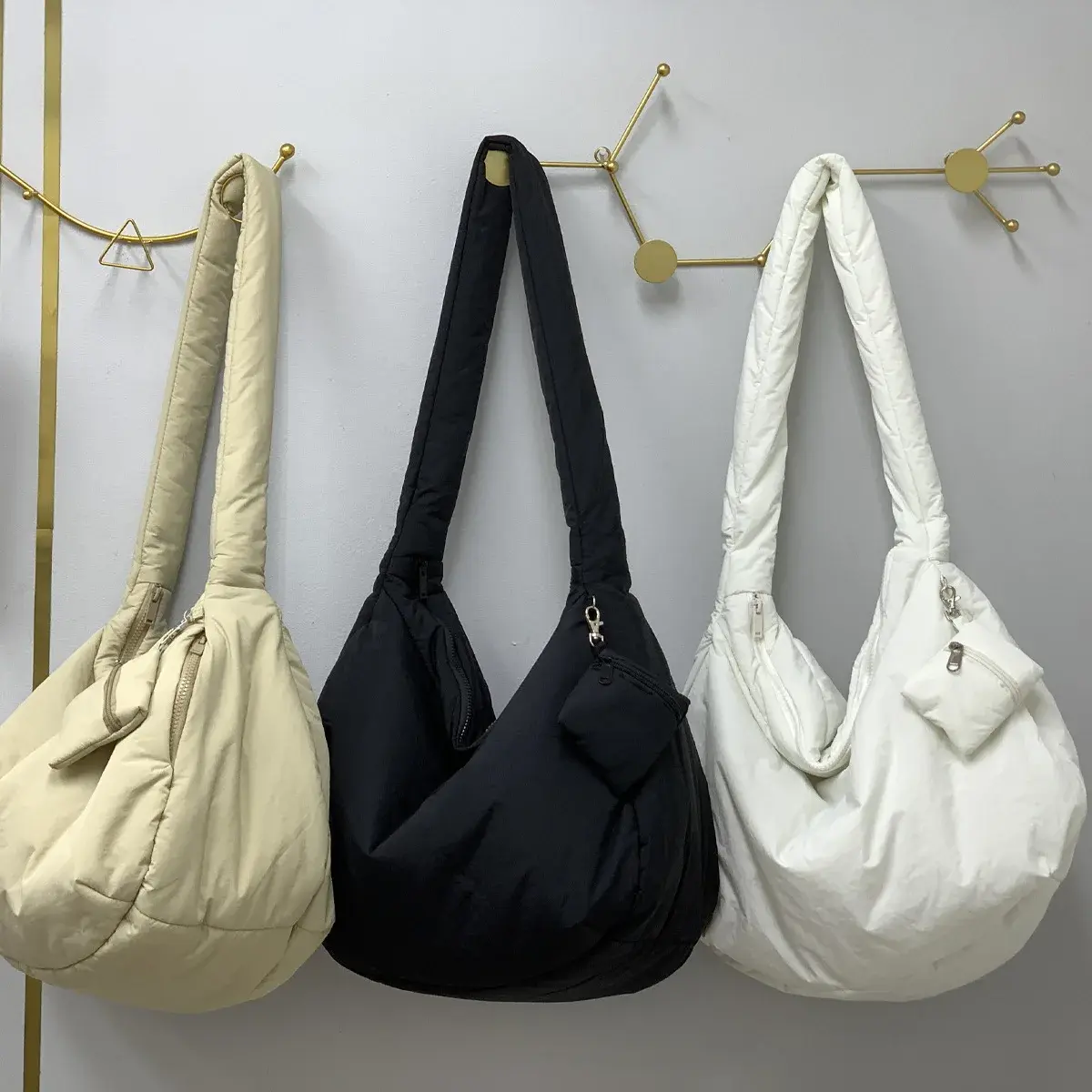 Overlarge Padded Hobos Tote Winter Cotton Quilted Shoulder Bag Nylon Down Space Crossbody Bags for Women Soft Warm Shopper Purse