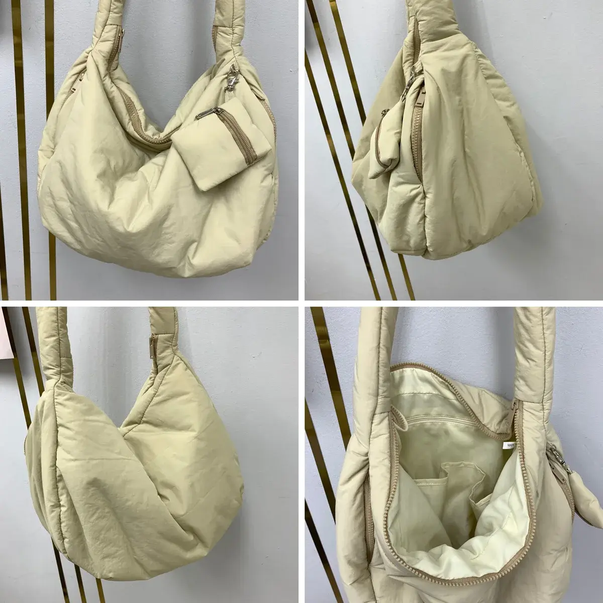 Overlarge Padded Hobos Tote Winter Cotton Quilted Shoulder Bag Nylon Down Space Crossbody Bags for Women Soft Warm Shopper Purse