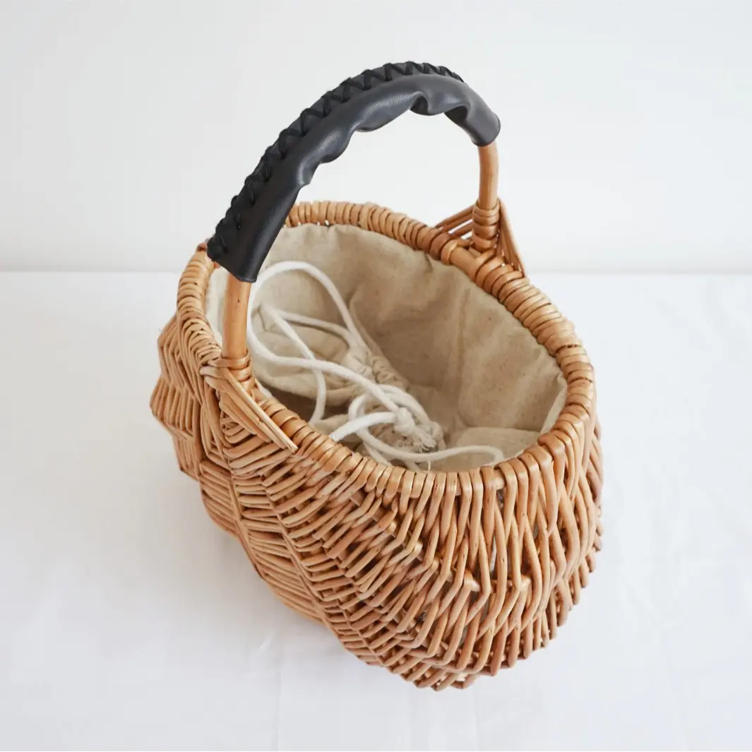 Summer Wicker Woven Basket Bag Handmade Travel Straw Rattan Bags for Women Handbag Vacation Fruit Picnic Basket Clutch Purses