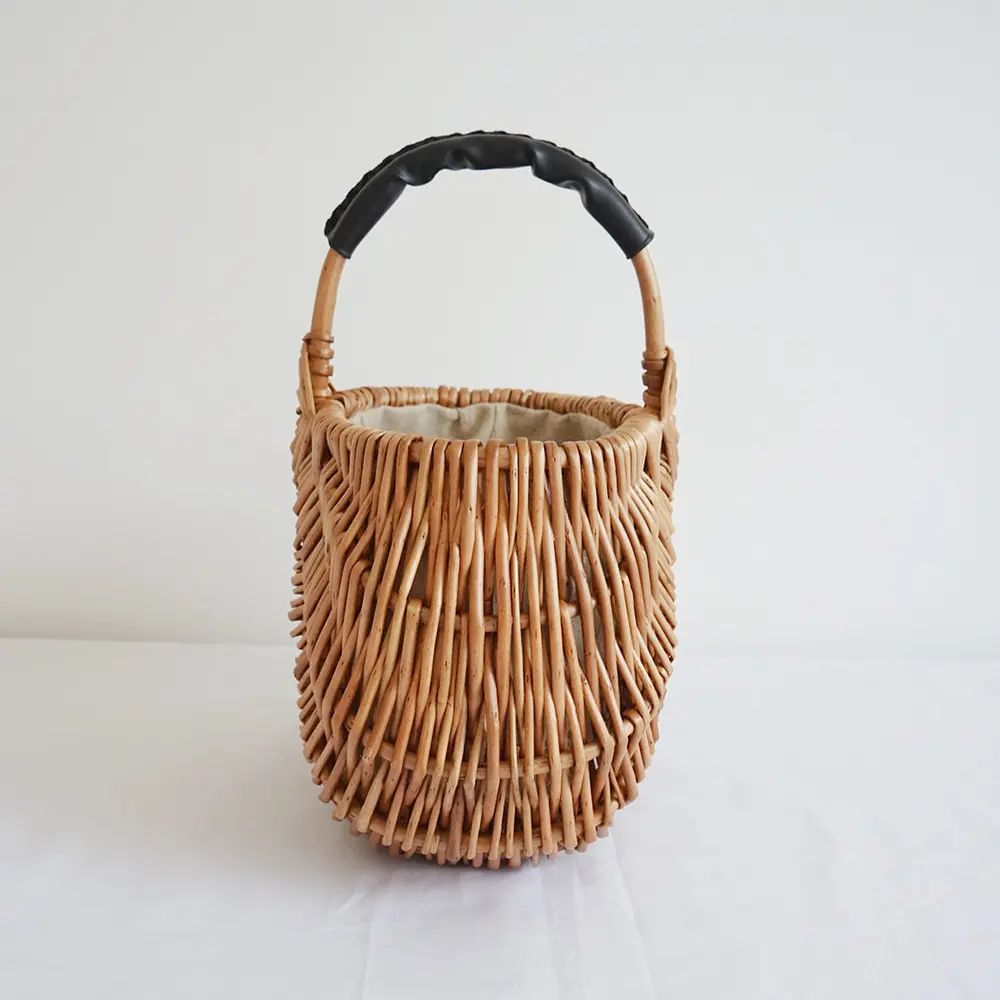 Summer Wicker Woven Basket Bag Handmade Travel Straw Rattan Bags for Women Handbag Vacation Fruit Picnic Basket Clutch Purses