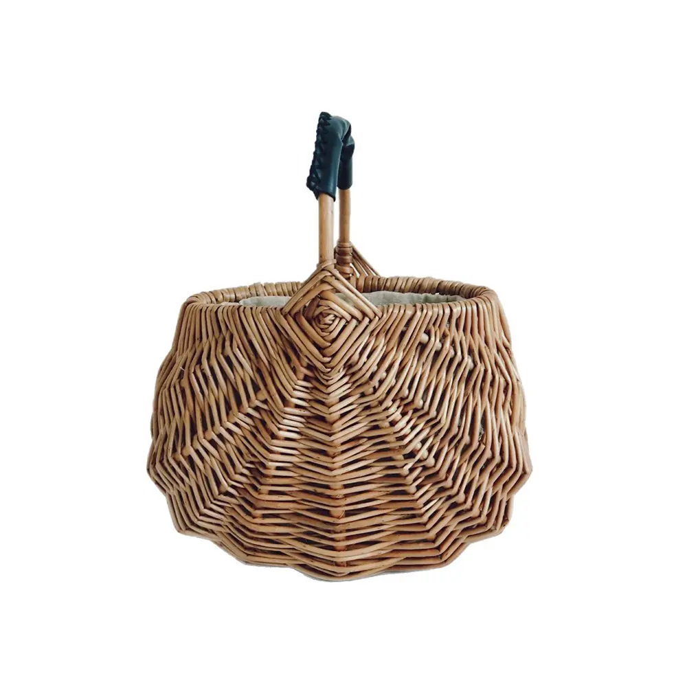 Summer Wicker Woven Basket Bag Handmade Travel Straw Rattan Bags for Women Handbag Vacation Fruit Picnic Basket Clutch Purses
