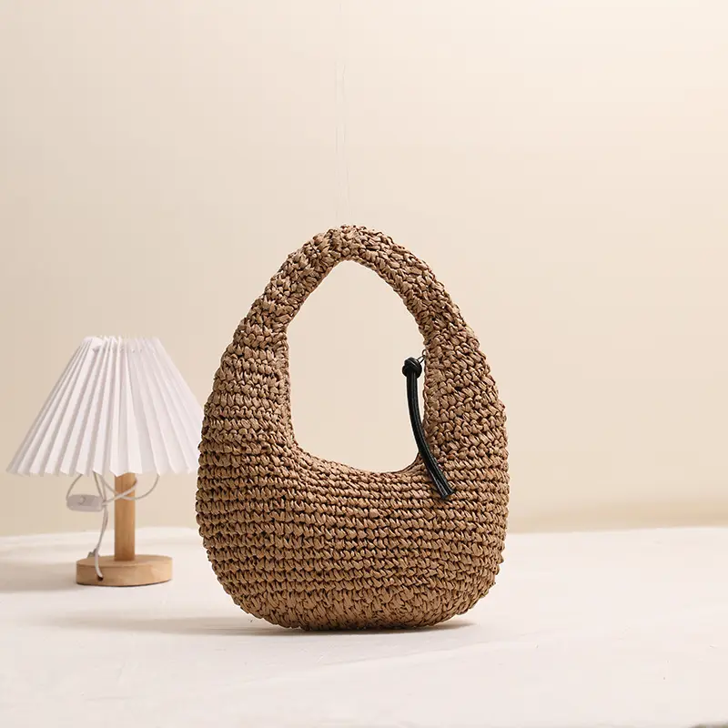 Half Moon Woven Cloud Bag Clutch Handbag Summer Straw Beach Bags for Women Designer Paper Rope Knitting Shoulder Bag Shopper