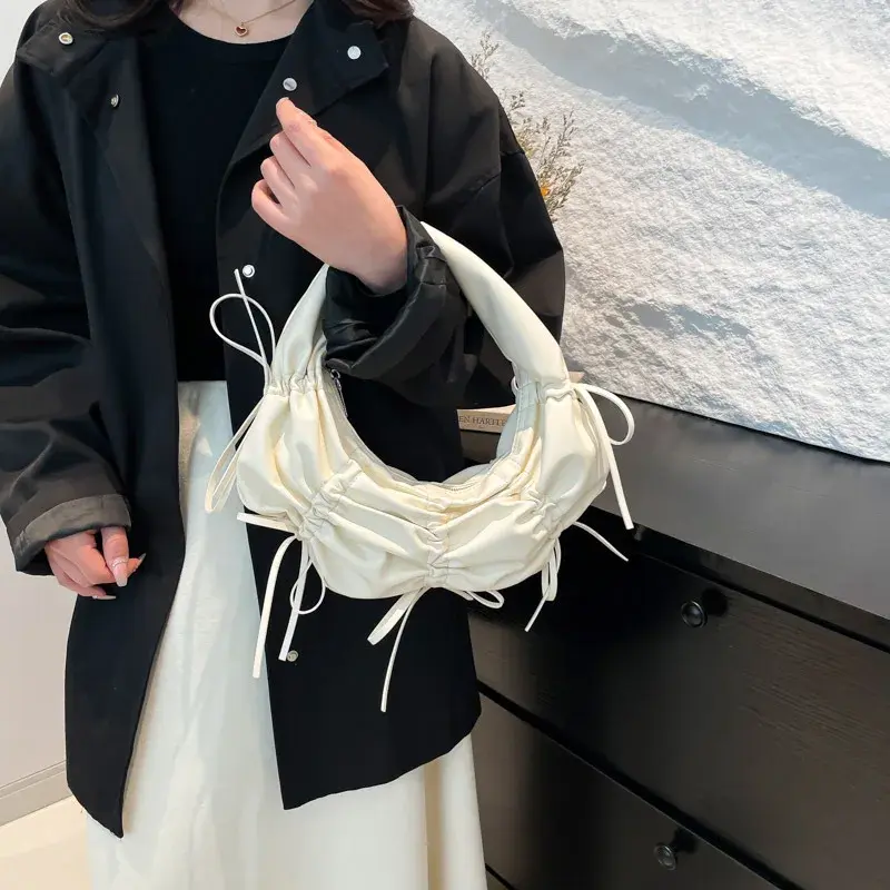 Half Moon Bowknot Women Handbags Pleated Cloud Dumpling Bags for Women Croissant Shoulder Bag Designer Bag 2025 Crescent Clutch
