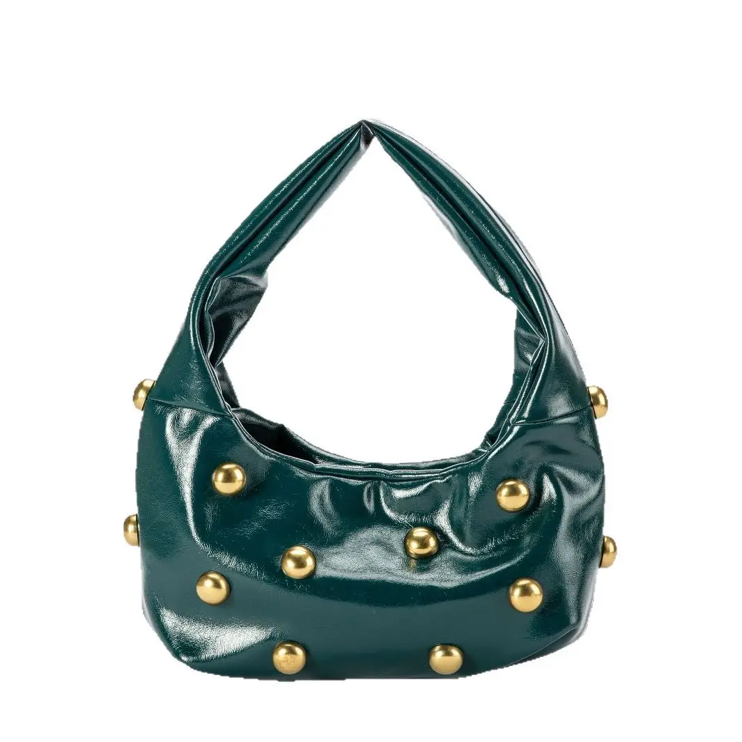 Punk Rivet Cloud Bags for Women Handbags Big Studded Shoulder Bags NEW Half Moon Pearls Armpit Women's Designer Bag Clutch Purse