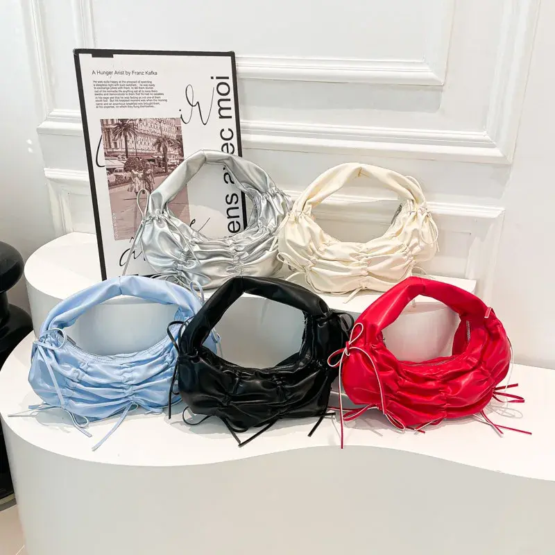 Half Moon Bowknot Women Handbags Pleated Cloud Dumpling Bags for Women Croissant Shoulder Bag Designer Bag 2025 Crescent Clutch