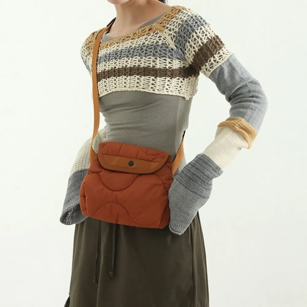 Fashion Quilting Women Shoulder Bag Designer Padded Crossbody Bags for Unisex Mini Nylon Cotton Phone Flap Purse Female Handbags