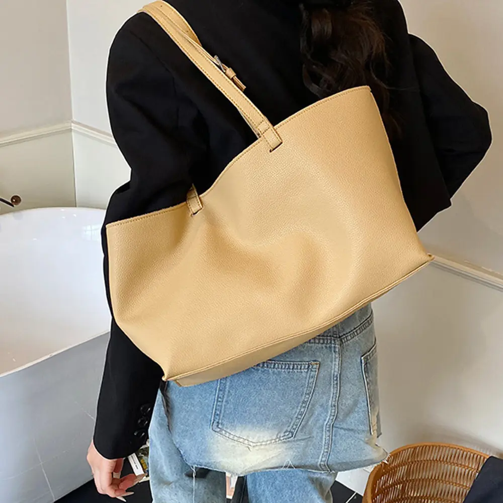 Fashion Large Capacity Tote Women Bags Soft PU Leather Shoulder Bag NEW Casual Commuting Handbag Shopper Purses Bags for Women