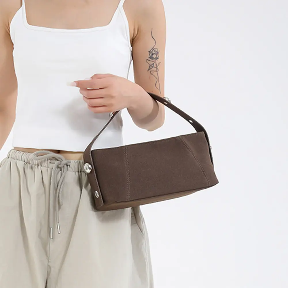 Vintage Faux Suede Women Handbags Big Rivet Shoulder Bag NEW Studded Crossbody Bags for Women Soft Matte Texture Clutch Female