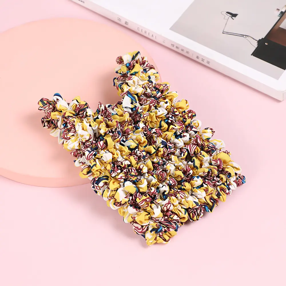 Flower Printed High Elasticity Tote Bag Magic Ruched Shoulder Bag Bubble Wrist Bags for Women Handbags Mini Fold Shopper Purses