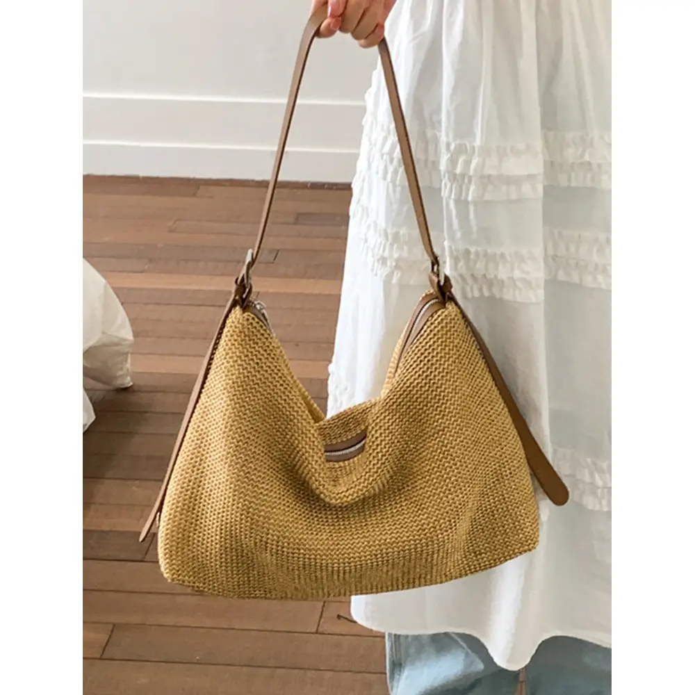 Summer Travel Beach Shoulder Bag Large Capacity Woven Crossbody Bags for Women Patchwork Straw Bag NEW Handbags Shopper Purses