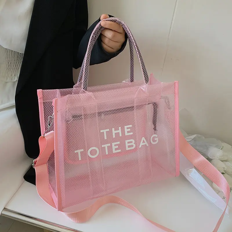 Summer The Tote Bags for Women Brand Designer Luxury Clear Beach Bag Ladies Pink Handbag Big Shopping Crossbody Totebag Hand Bag