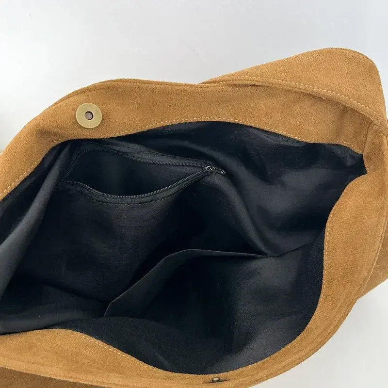 Women Underarm Bag Fashion Tweed Fabric Large Capacity Shoulder Bag Casual Handbag for Daily Office Use Solid Color Handbag