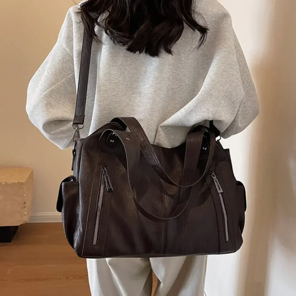 Soft Interior Compartment Shoulder Bags 2025 High Quality Contrasting Colors Bags for Women Fashion Zipper Pu Women's Handbags