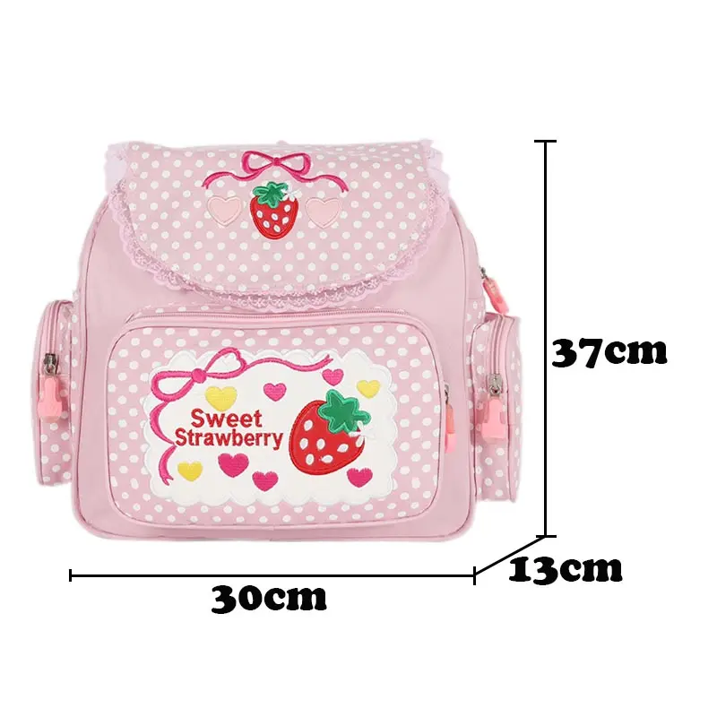 Pink Girl Embroidery Strawberry Children's Schoolbag Student Birthday Gift 2025 New Japanese Cartoon Pink Backpack Book Bags