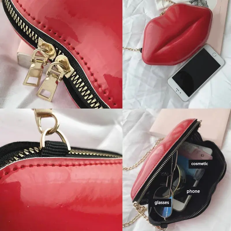 Luxury Designer Women Bags 2025 New Lip Print Women's Shoulder Bag Solid Zipper Messenger Bag Trend Brand Pure Color Handbag