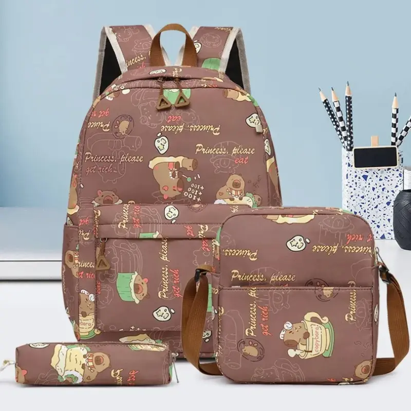 Kawaii Large Capacity Capybara School Backpack for College Student Cute Cartoon Print Backpacks for Women Ins Girls' Backpacks