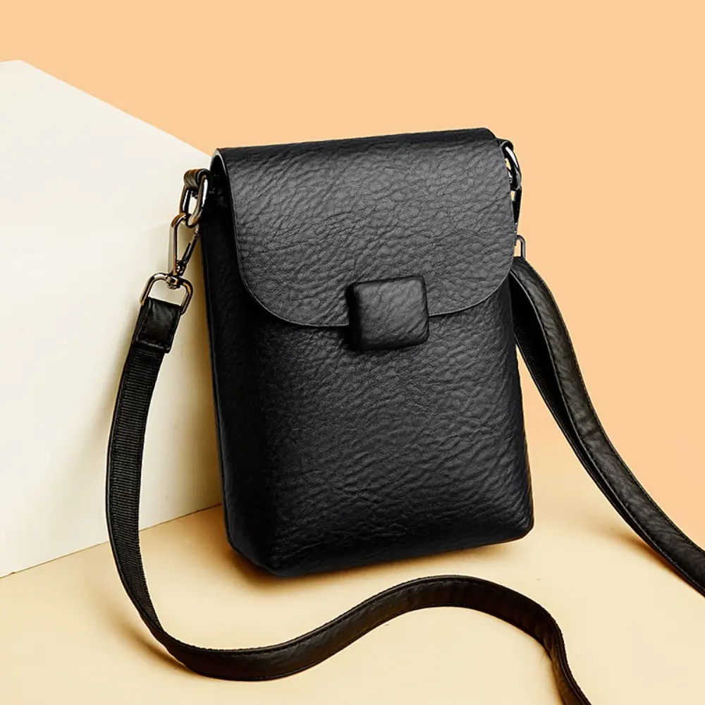Small Phone Bag Flap Shoulder Bags For Women Soft Leather Solid Color Purse Luxury Designer Ladies Crossbody Bag Commuting Sac