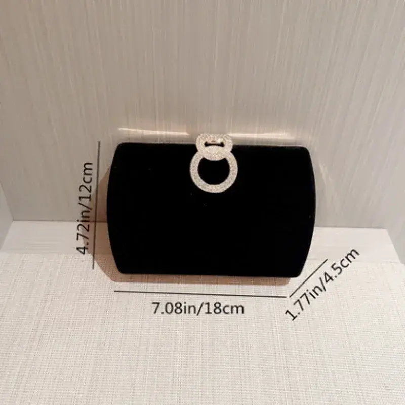 Ladies Autumn Winter Velvet Box Dinner Bag Sparkly Rhinestone Decoration Banquet Bag Clutch Evening Dress Bag Party Handbags
