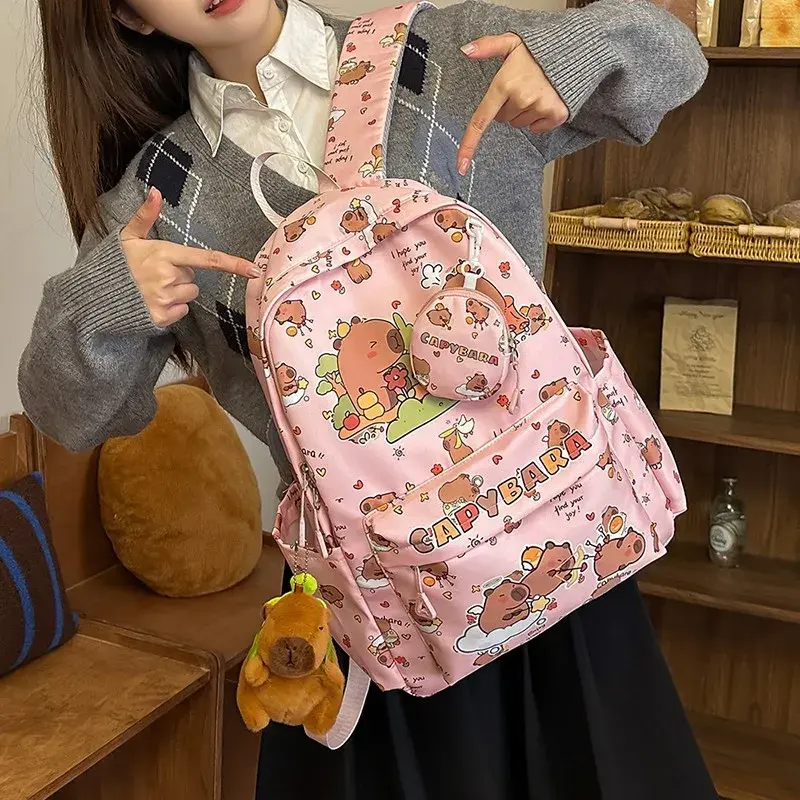 Cute Capybara Backpack for Girls Boys Student Teenager Children's Rucksack Women Cute Casual School Bags Kids Birthday Gift Toy