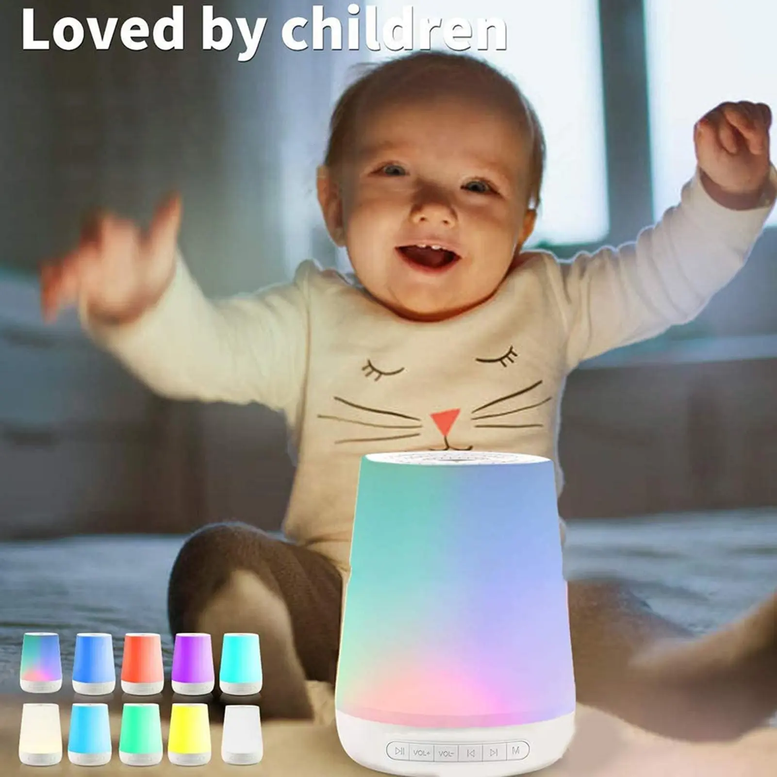 White Noise Machine Baby Sleep Sound Machine Colorful Night Lights 28 Soothing Sounds 30min/60min/90min Timer