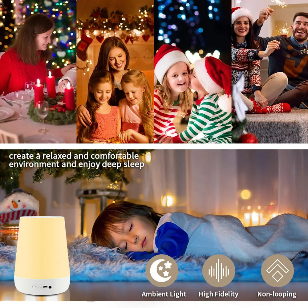 White Noise Machine Baby Sleep Sound Machine Colorful Night Lights 28 Soothing Sounds 30min/60min/90min Timer