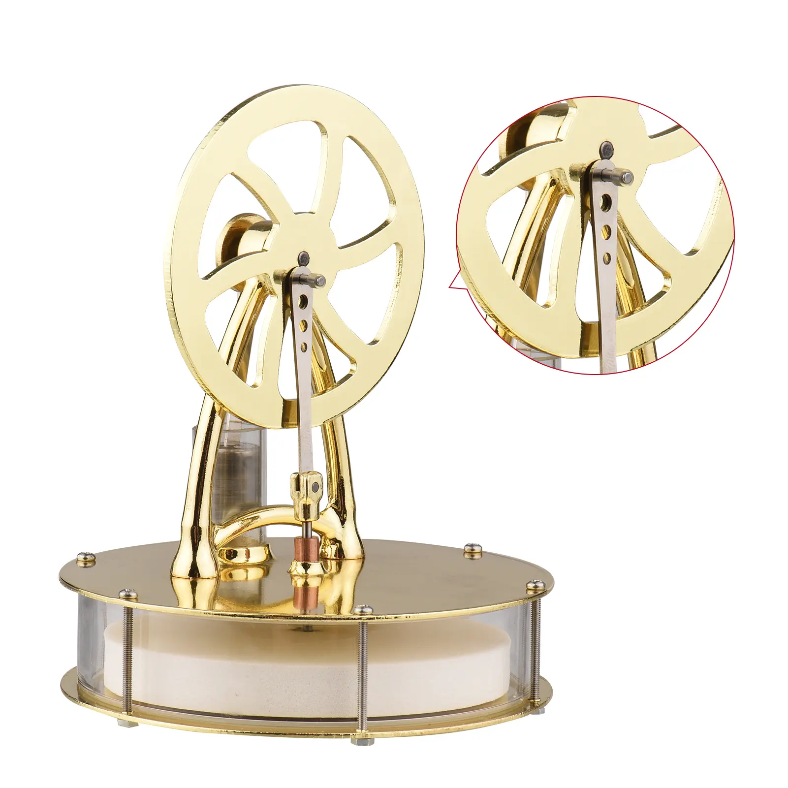 Low Temperature Stirling Engine Assembled Electricity Generator Heat Experiment Physical Generator Model with Flywheel Design