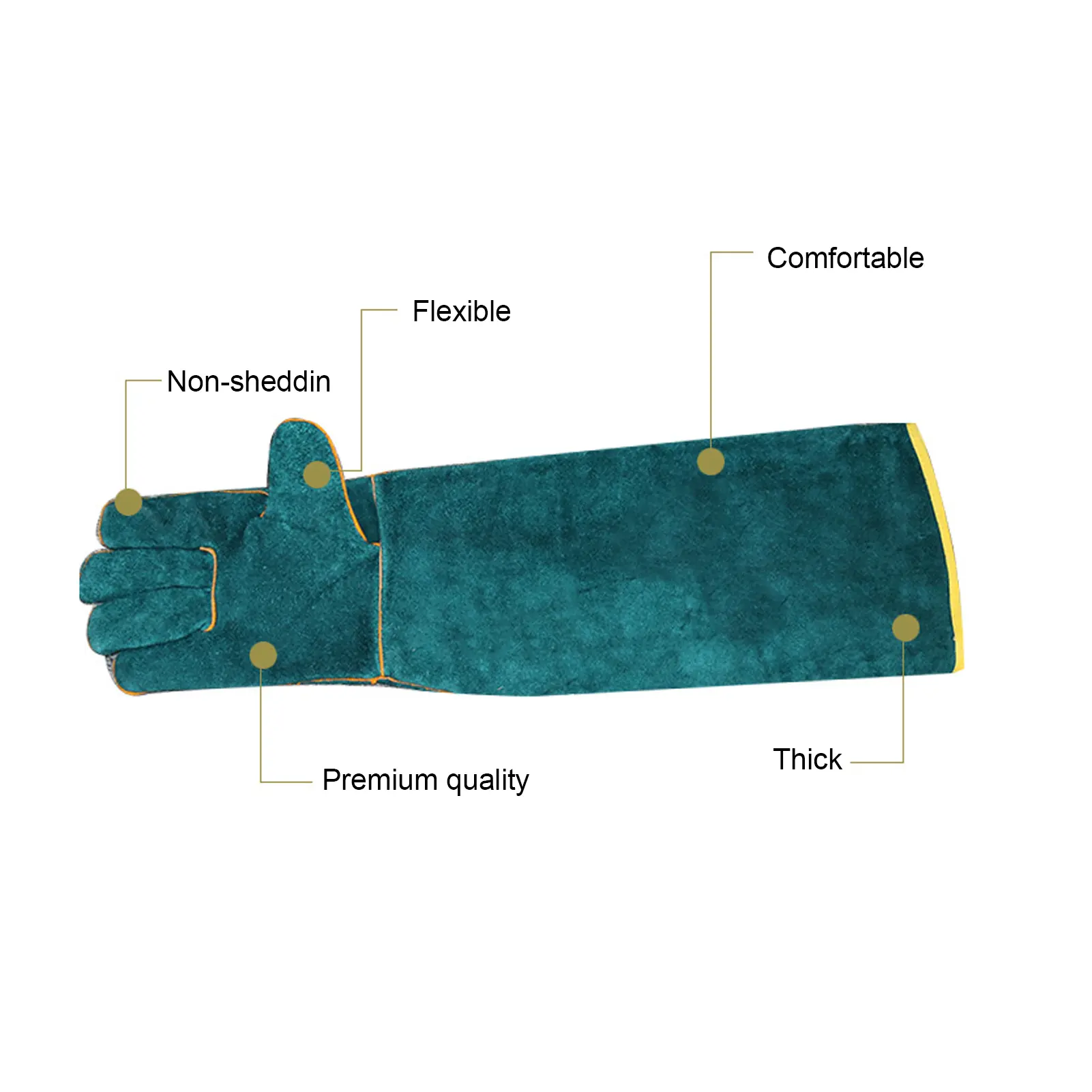 Anti-Bite Safety Gloves Ultra Long Leather Green Pets Grip Biting Protective Gloves for Catch Dog Cat Reptiles Animal