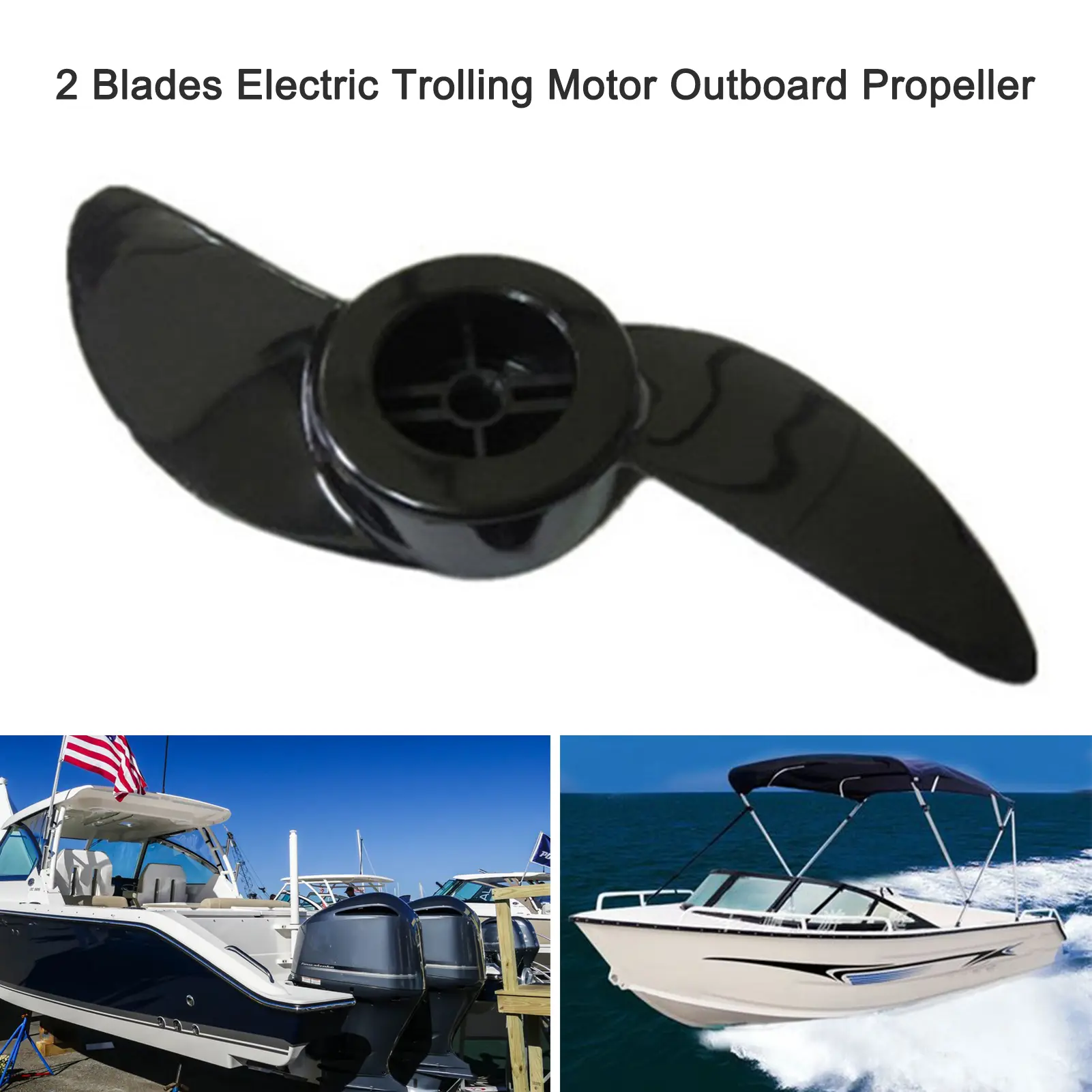 2 Blades Boat Propeller Outboard Motor Propeller Electric Trolling Motor Outboard Propeller for 32lb 46lb 40lb Boat Propeller