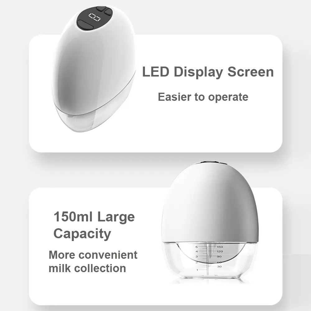 Wearable Breast Pump Portable Hands Free Electric Breast Pump with LED Screen for Breastfeeding 4 Modes 9Suction Level Low Noise