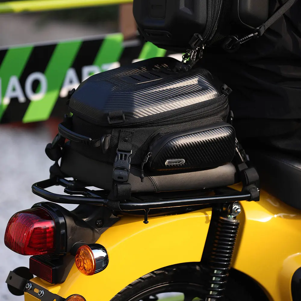 Expandable Motorcycle Rearseat Bag 12-18L Large Capacity Motorcycle Bag Universal Motorcycle Riding Rear Bag Motorcycle Tools