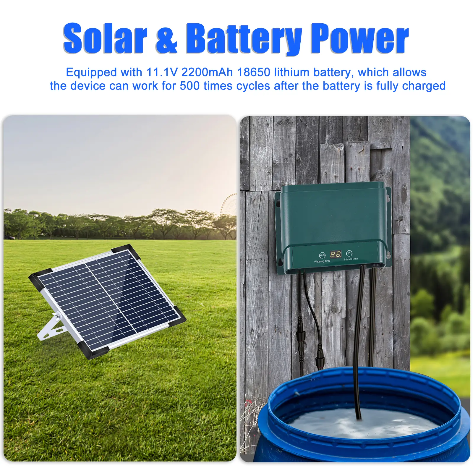 Solar Automatic Drip Irrigation Kit Automatic Watering Irrigation System Set for Garden 7 Timing Modes 30 Watering Modes 32.8FT