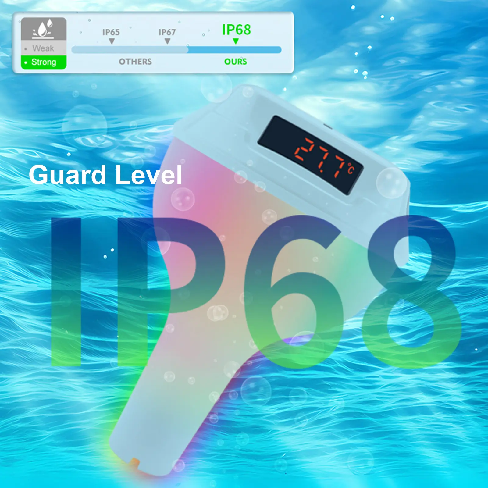 Pool Thermometer Easy Read Wireless Floating Pool Thermometer with Colorful Light Change for Swimming Pool Hot Tub LED Display