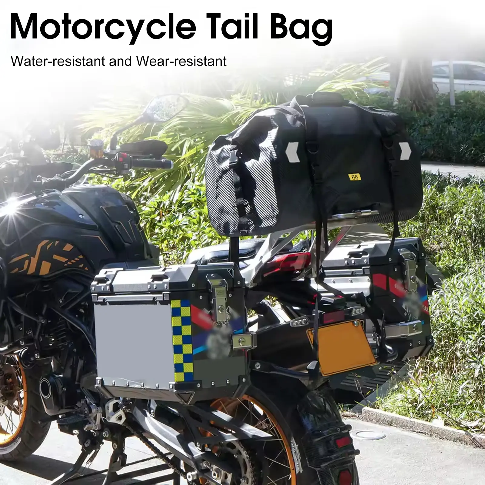 Motorcycle Rear Seat Bag, Reflective Tail Bag with Large Storage Space, Water-resistant Motorcycle Luggage Pack for Travel Commu