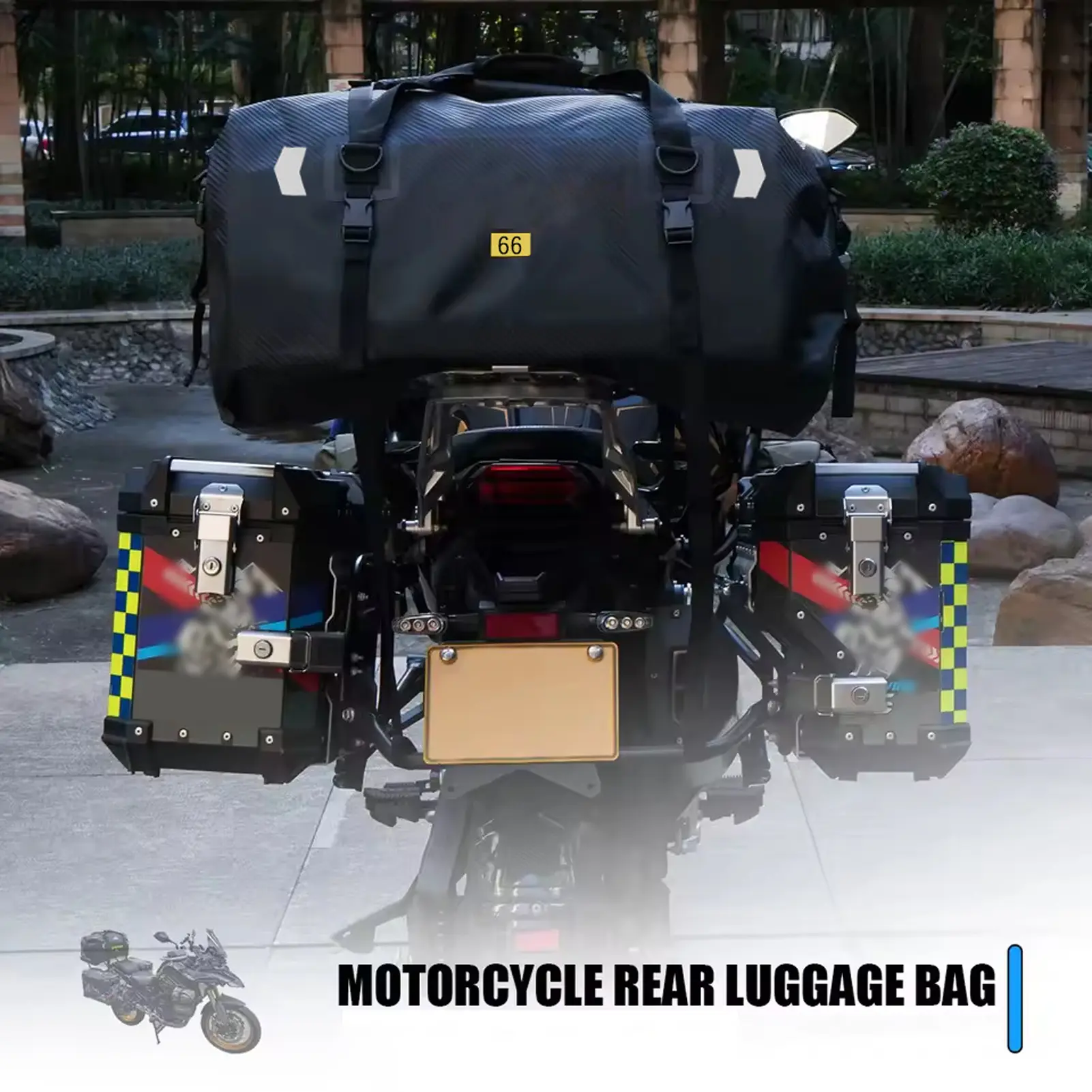 Motorcycle Rear Seat Bag, Reflective Tail Bag with Large Storage Space, Water-resistant Motorcycle Luggage Pack for Travel Commu