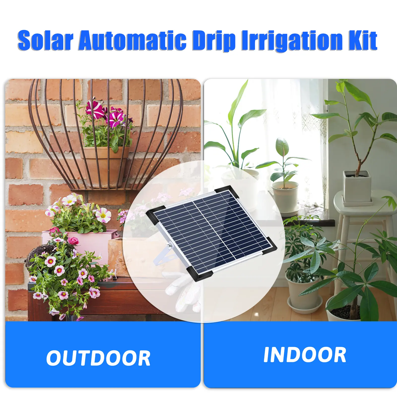 Solar Automatic Drip Irrigation Kit Automatic Watering Irrigation System Set for Garden 7 Timing Modes 30 Watering Modes 32.8FT
