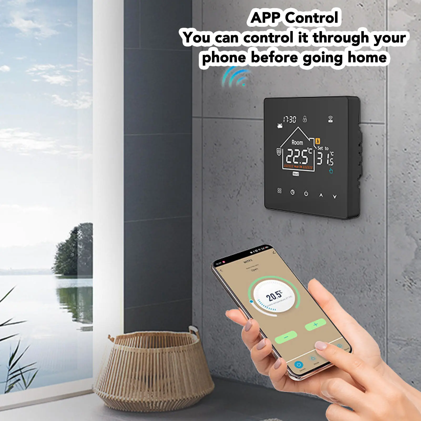 Digital Temperature Controller HD Color Touchscreen Data Memory 7 Day Programmable Thermostat Versatile IP20 Rating for Office