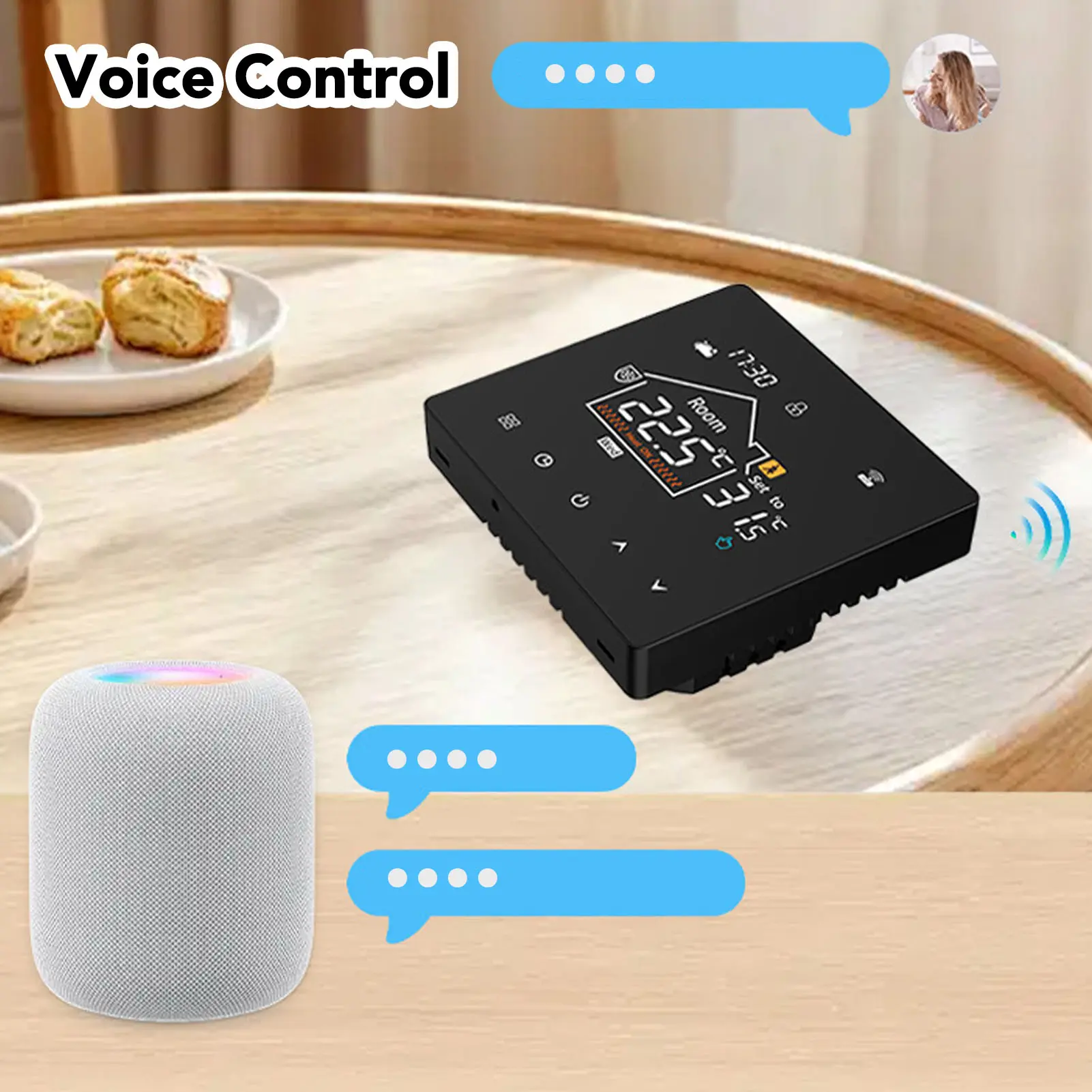 Digital Temperature Controller HD Color Touchscreen Data Memory 7 Day Programmable Thermostat Versatile IP20 Rating for Office