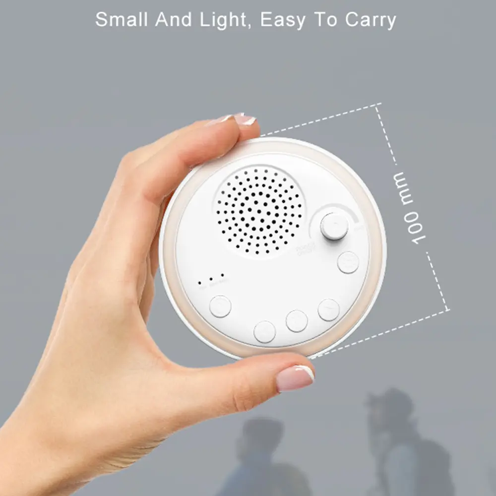 Desktop White Noise Machine Mini Baby Sleep Machine Built-in Night Light 16 Soothing Sounds 15/30/60min Timer with Lanyard USB C