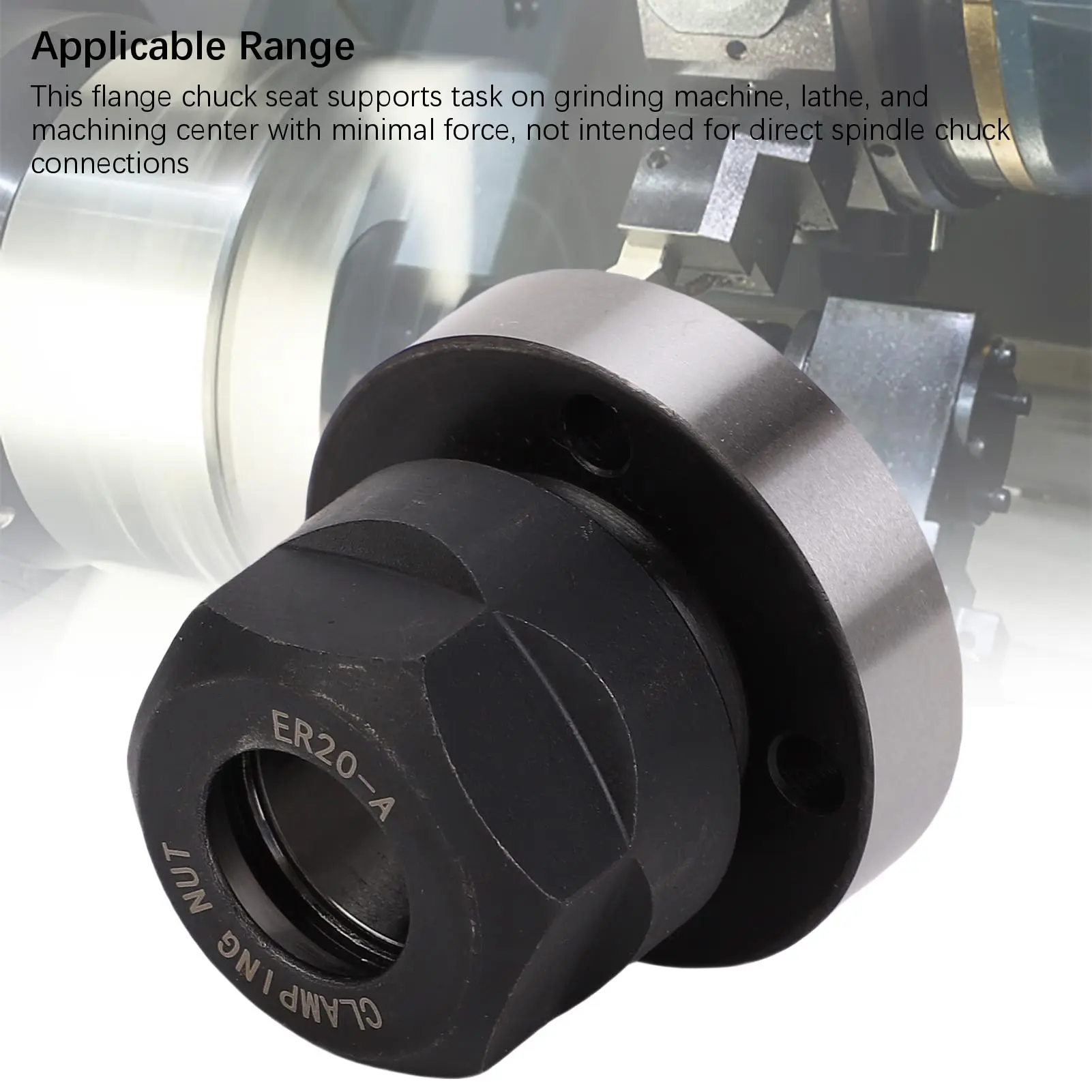 4 Holes Chuck Seat ER20-D45 Eccentric Nut Flange Collet Holder for Lathe Machining Center Lathe Collet Chuck Seat