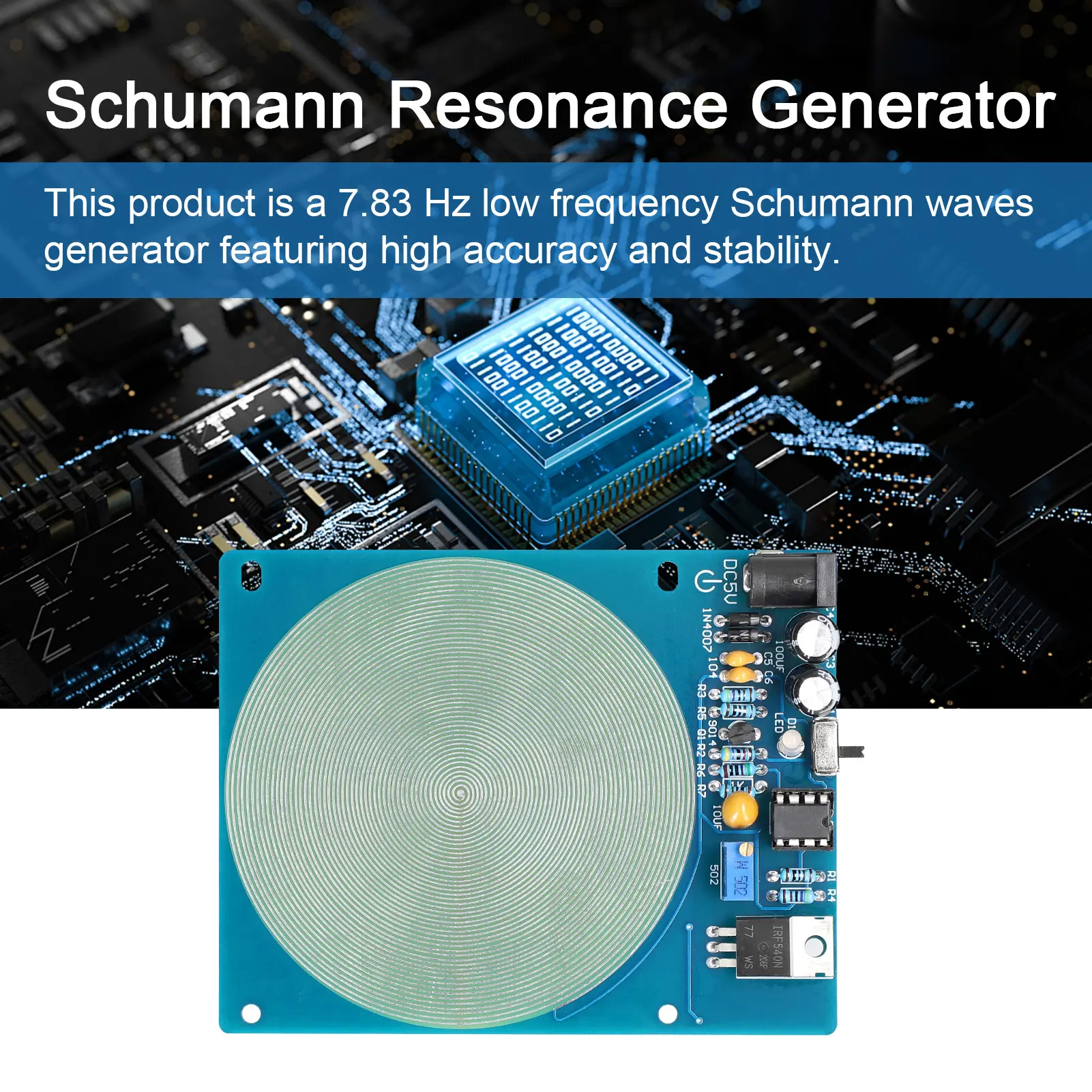 7.83Hz Schumann Waves Resonance Generator Ultra-low Frequency Pulse Audio Resonator USB Interface with Indicator Light ON OFF Fu