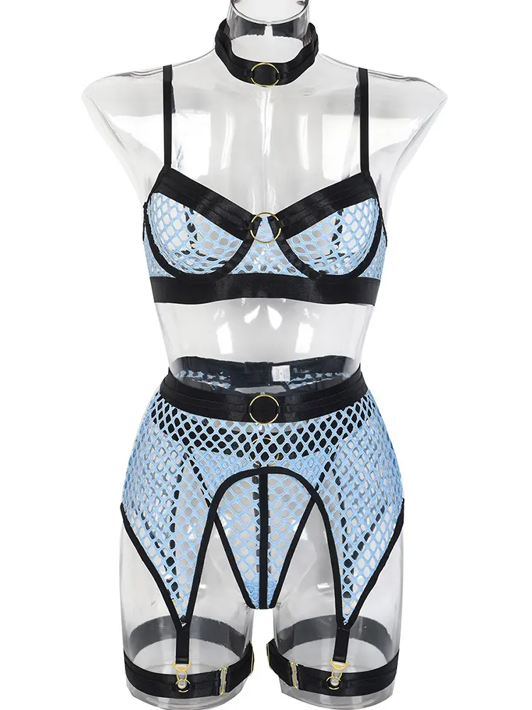 Fishnet Lingerie Fetish See Through Sexy Underwear Open Anal Naked G-String Erotic Costume Mesh Hollow Bra Exotic Intimate