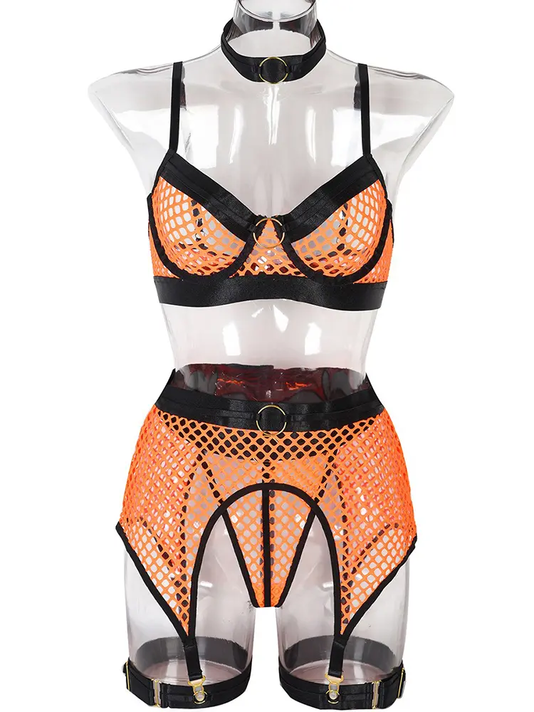 Fishnet Lingerie Fetish See Through Sexy Underwear Open Anal Naked G-String Erotic Costume Mesh Hollow Bra Exotic Intimate